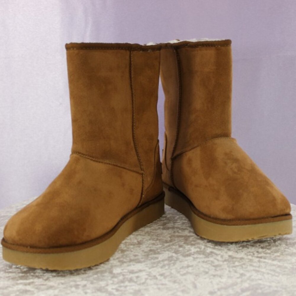 Makalu California Faux Suede Mid-Calf Winter Boots – Chestnut Brown – Size 10
